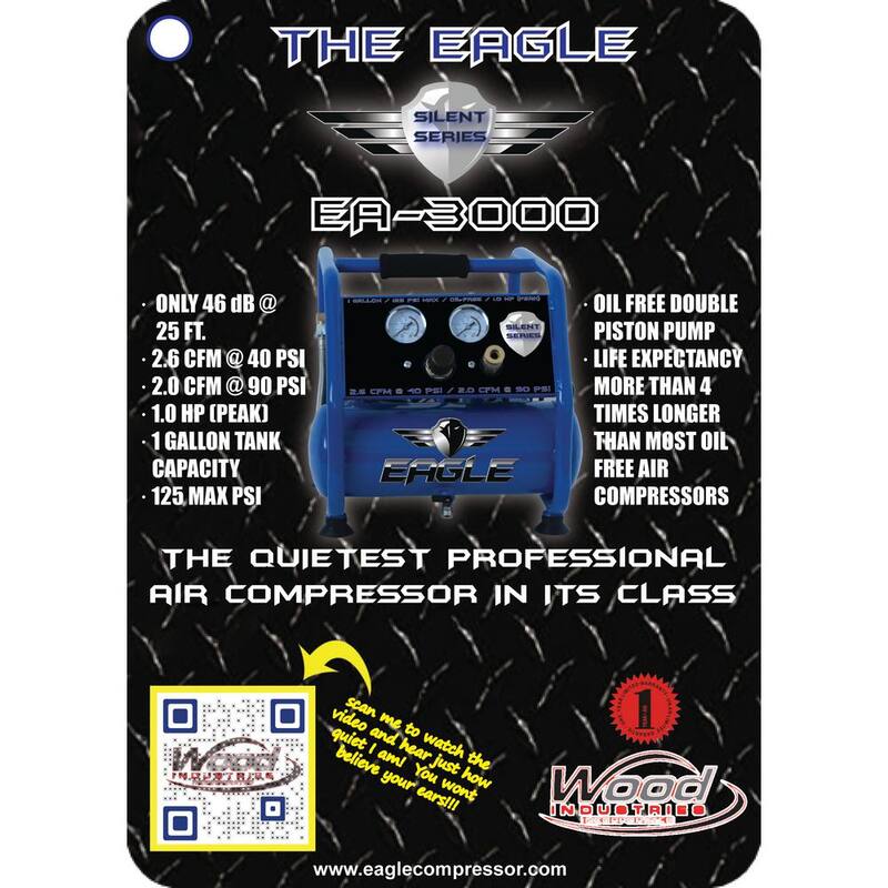 Eagle Silent 1 Gal. 115-Volt Co Electric 1 HP Oil Free Air Compressor - EA-3000
