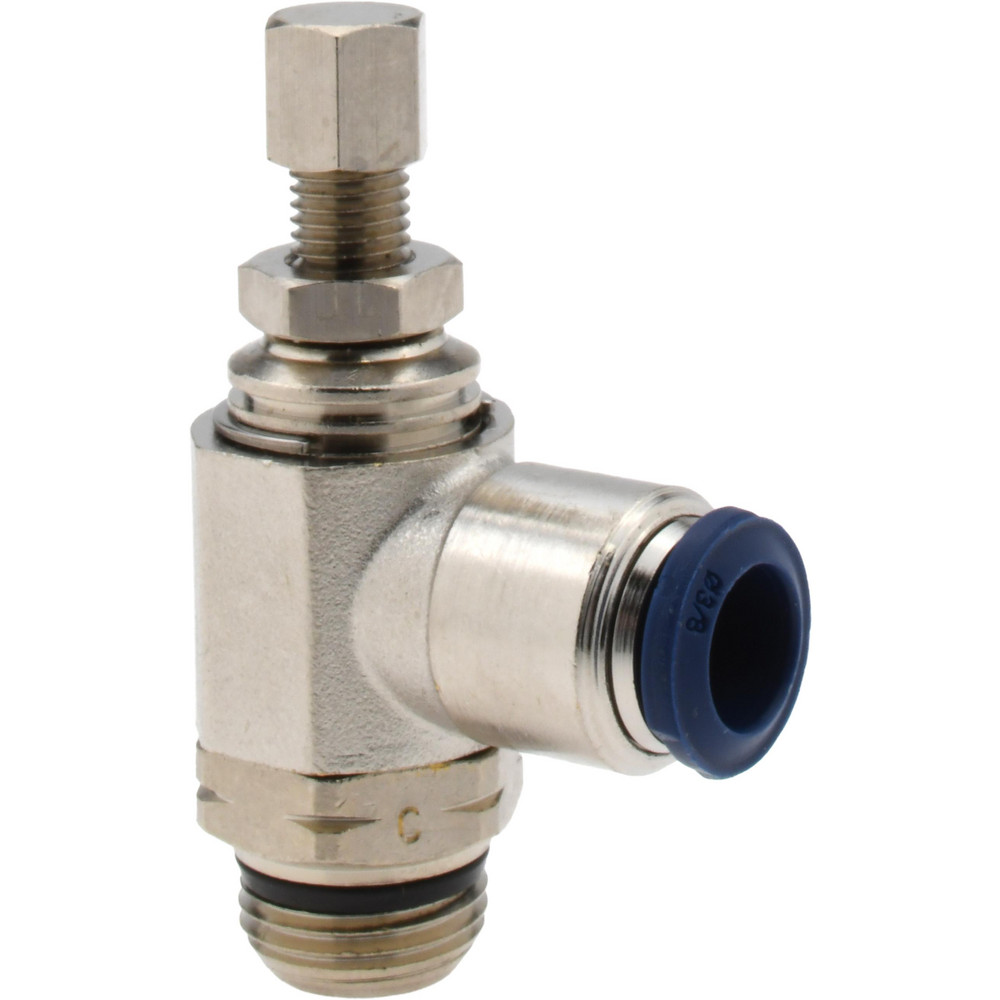 Eaton Needle Valve: Angled, 1/4 x 1/8" Pipe, Compression x MNPTF End, Brass Body - A555