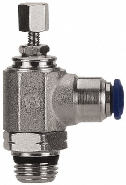 Eaton Needle Valve: Angled, 1/4 x 1/8" Pipe, Compression x MNPTF End, Brass Body - A555