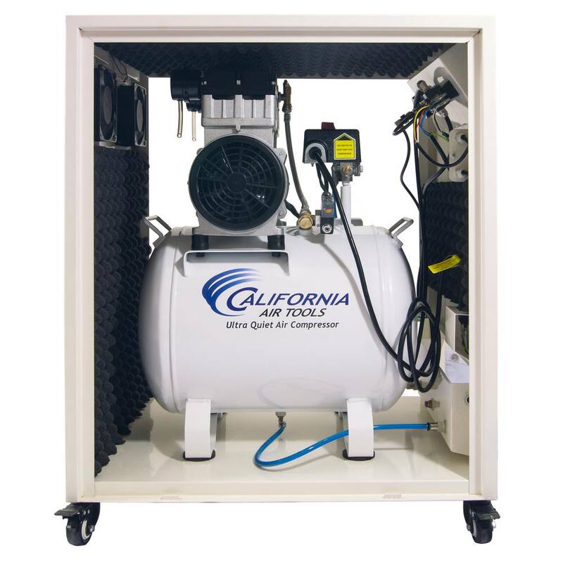 California Air Tools 10 Gal. 2.0 HP Ultra Quiet and Oil-Free Electric Air Compressor with Soundproof Cabinet and Auto Drain Valve - CAT-10020SPCAD