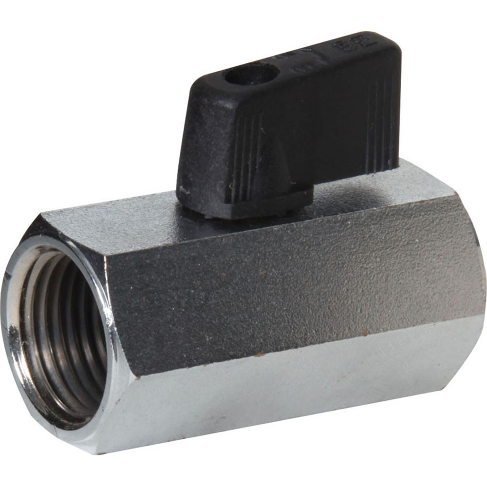 Midwest Control Miniature Manual Ball Valve: 1/8" Pipe, Full Port, Brass - CBV-18NL