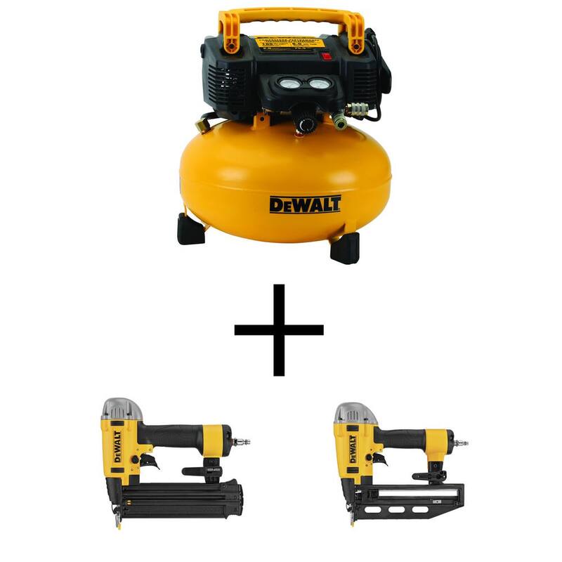 DEWALT 6 Gal. 165 PSI Portable Electric Pancake Air Compressor with 18-GA Pneumatic Corded Brad Nailer & 16-GA 2-1/2 in. Nailer - DWFP126W917233