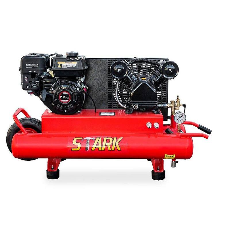 Stark 10 Gal. 6.5 HP Portable Gas-Powered Twin Stack Air Compressor with Built-in Handles - 65152-H