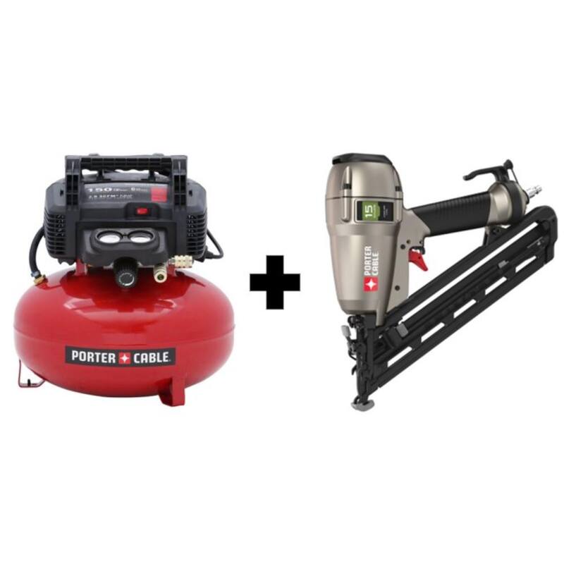 Porter-Cable 6 Gal. 150 PSI Portable Electric Air Compressor and 15-Gauge Pneumatic 2-1/2 in. Angled Finish Nailer - DA250CC2002