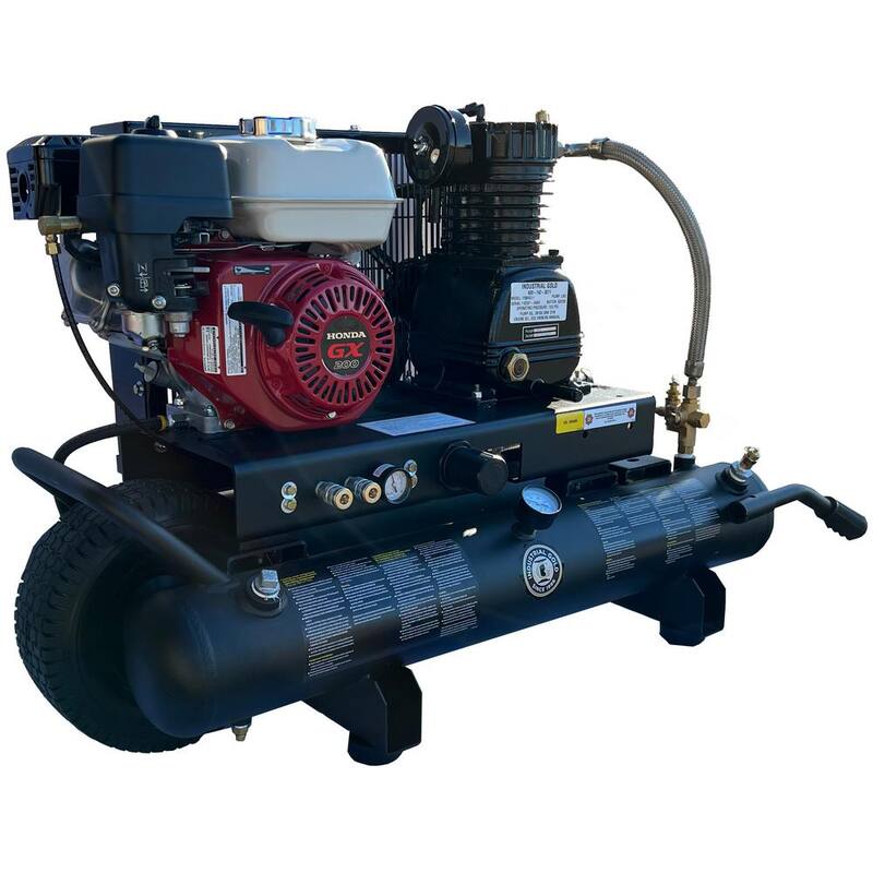 Unbranded Industrial Gold 10 Gal. 5.5 HP Honda Portable Low RPM 125 PSI Electric Air Compressor with Quiet Operation - P55HG11