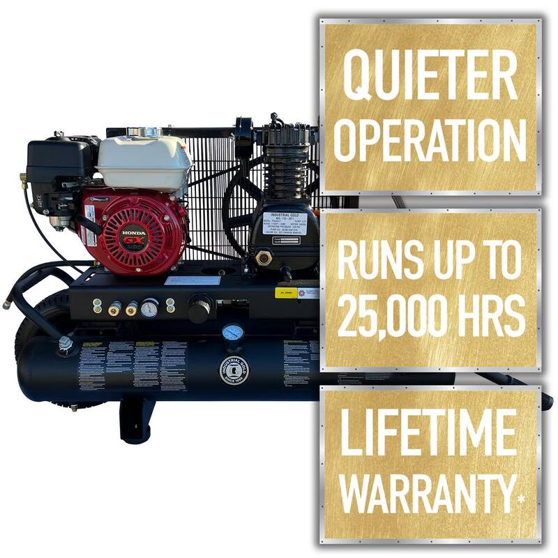 Unbranded Industrial Gold 10 Gal. 5.5 HP Honda Portable Low RPM 125 PSI Electric Air Compressor with Quiet Operation - P55HG11