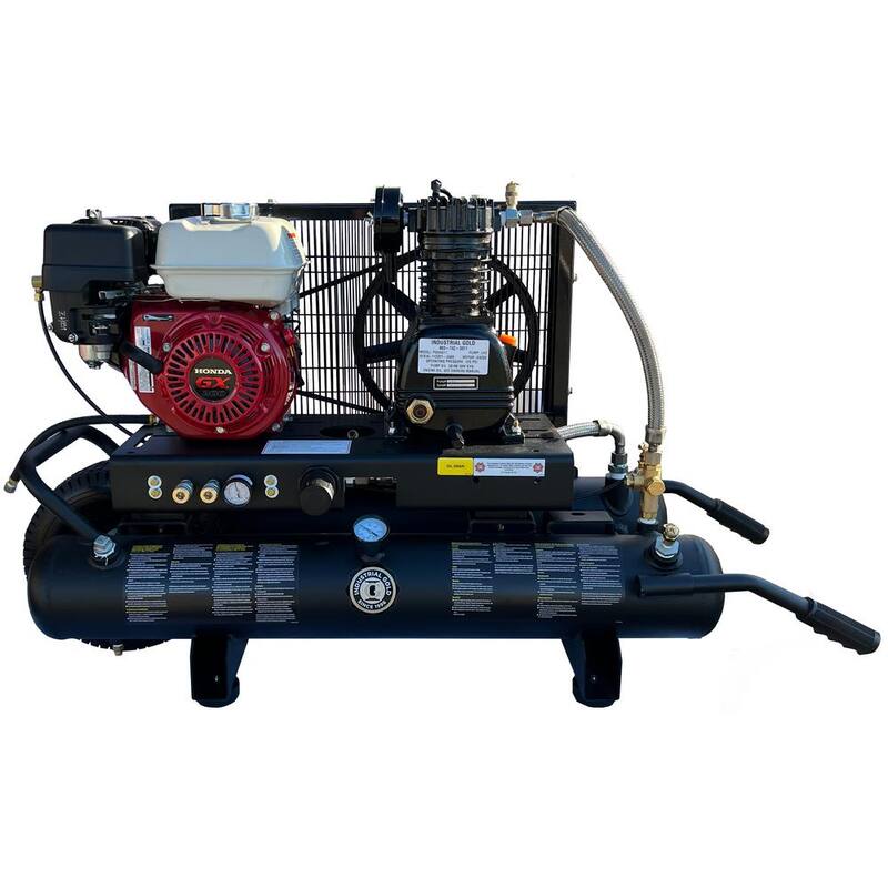 Unbranded Industrial Gold 10 Gal. 5.5 HP Honda Portable Low RPM 125 PSI Electric Air Compressor with Quiet Operation - P55HG11