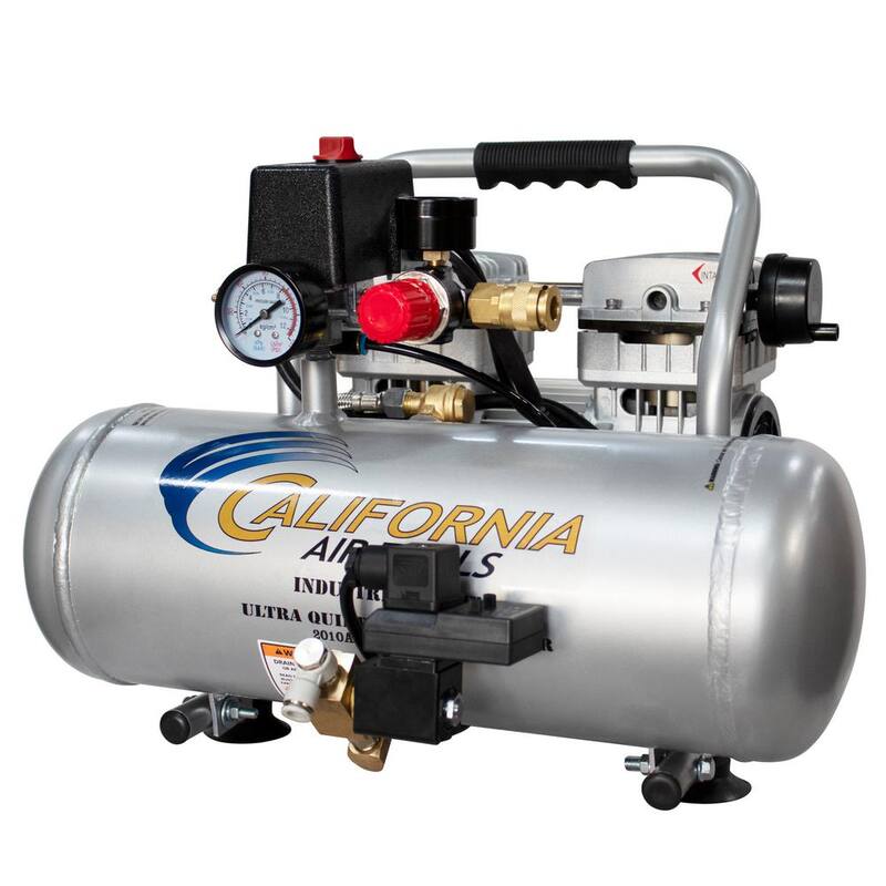 California Air Tools 2010ALFCAD Ultra Quiet Oil-Free 1.0 Hp 2.0 Gal. 125 PSI Aluminum Tank Electric Air Compressor with Automatic Drain Valve - CAT-2010ALFCAD