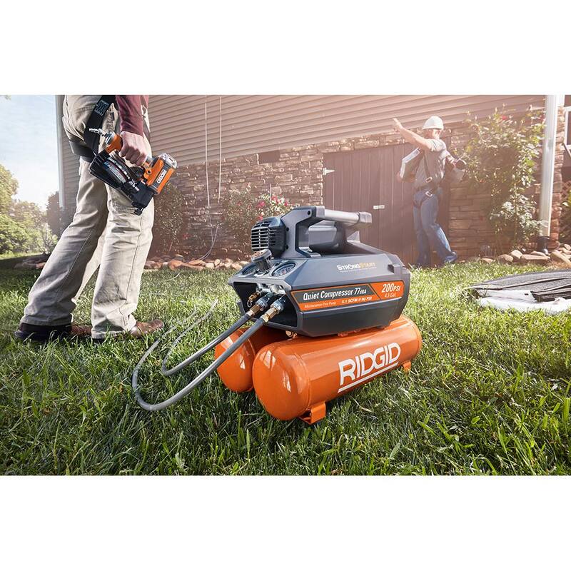 RIDGID 4.5 Gal. Portable Electric Strong Start Air Compressor with 21° 3-1/2 in. Round-Head Framing Nailer - OF45200-350RHF