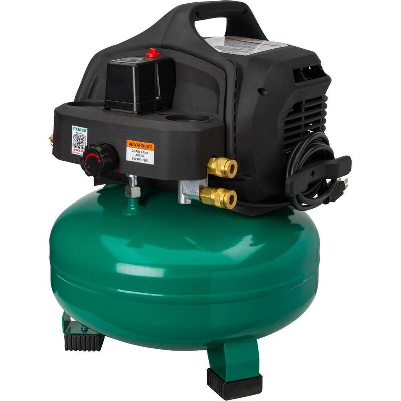 Grizzly Industrial 6 Gal., 150 Maximum PSI, Twin-Cylinder Oil Free Pancake Electric Air Compressor - T33858
