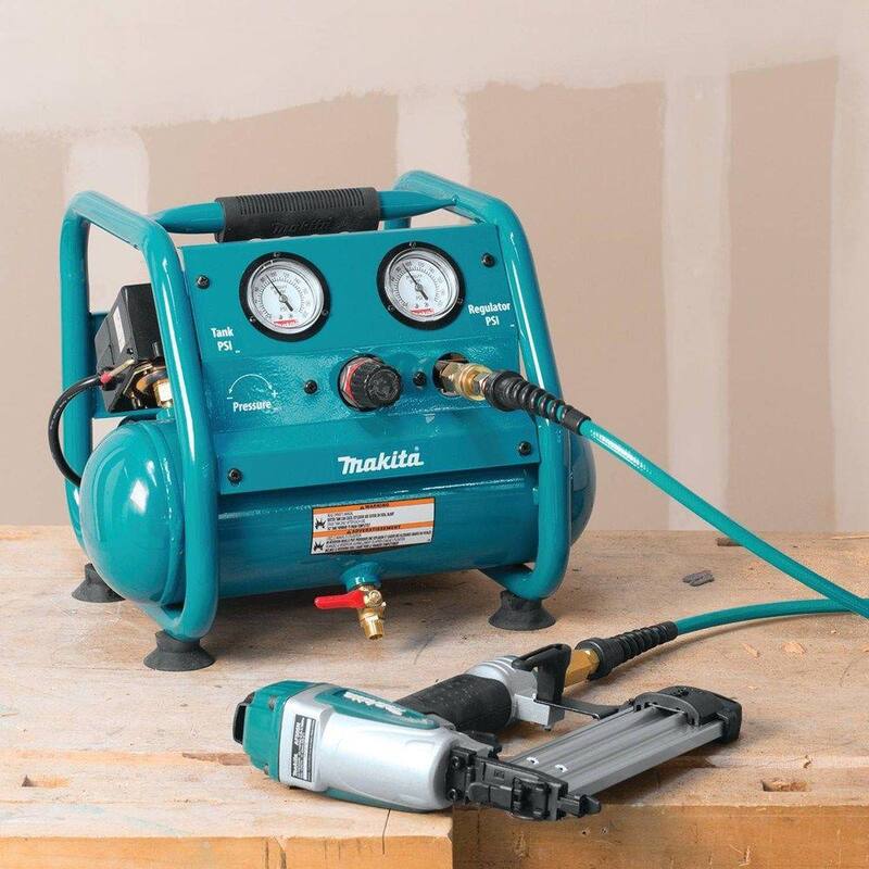 Makita 1 Gal. 125 PSI Portable Electric Compact Air Compressor with Pneumatic 2 in. 18-Gauge Brad Nailer - AC001-AF506