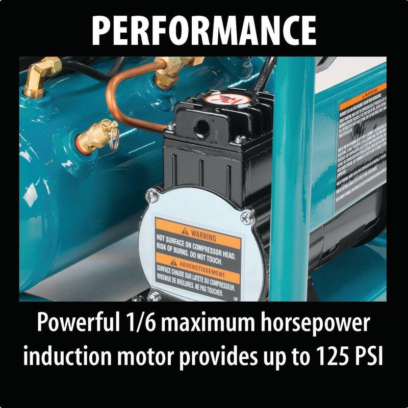Makita 1 Gal. 125 PSI Portable Electric Compact Air Compressor with Pneumatic 2 in. 18-Gauge Brad Nailer - AC001-AF506