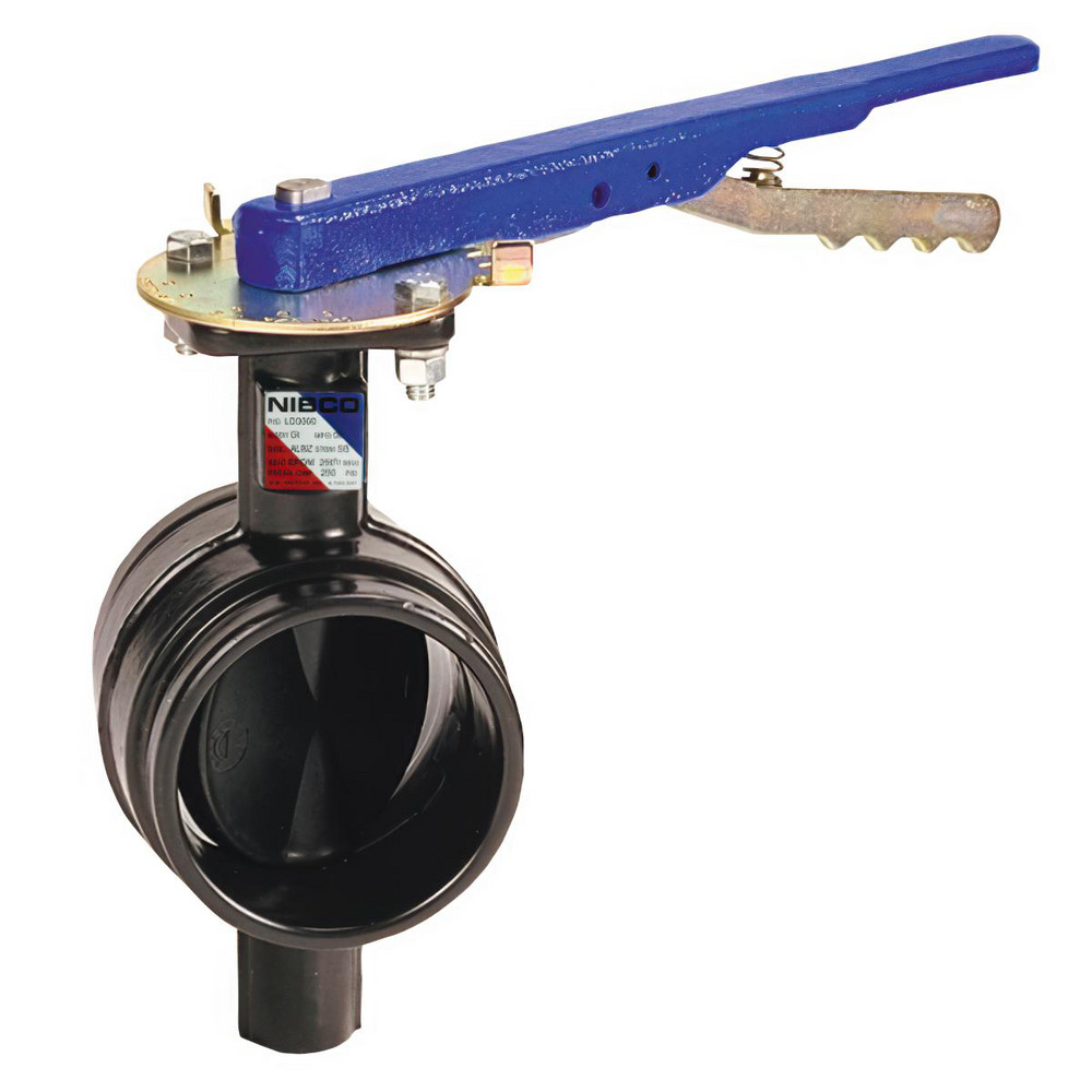 NIBCO Manual Grooved Butterfly Valve: 10" Pipe, Bare Stem Handle - NLK670M