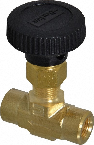 Parker Needle Valve: Round Handle, Straight, 1/2" Pipe, Compression x Compression End, Stainless Steel Body, Polytetrafluoroethylene Seal - 8Z-V8LN-SS