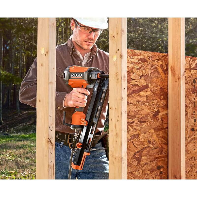 RIDGID 4.5 Gal. Portable Electric Quiet Air Compressor with 21-Degree 3-1/2 in. Round Head Framing Nailer - OF45200SS-R350RHF