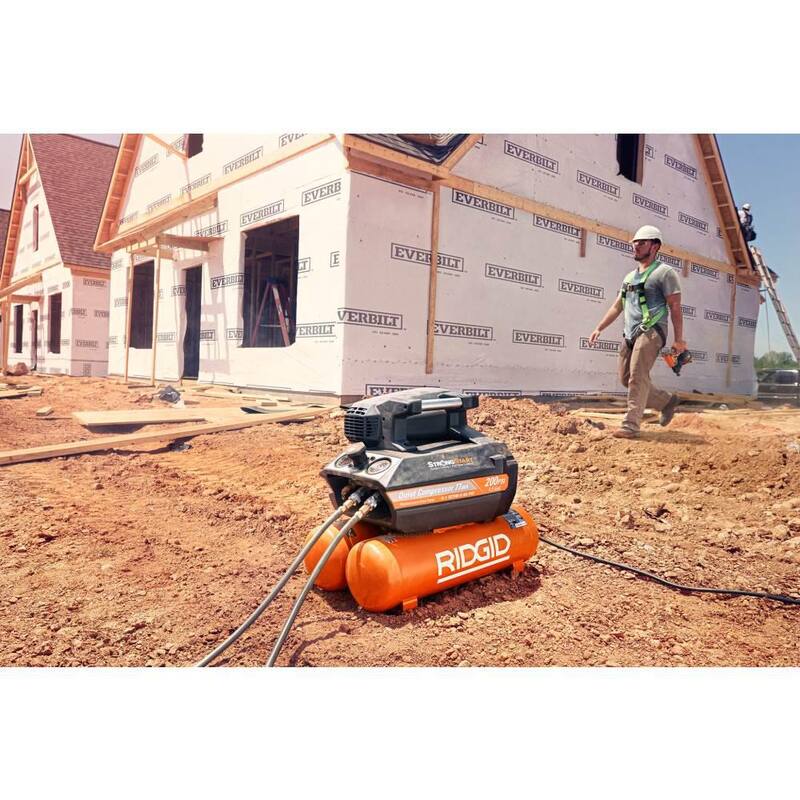 RIDGID 4.5 Gal. Portable Electric Quiet Air Compressor with 21-Degree 3-1/2 in. Round Head Framing Nailer - OF45200SS-R350RHF