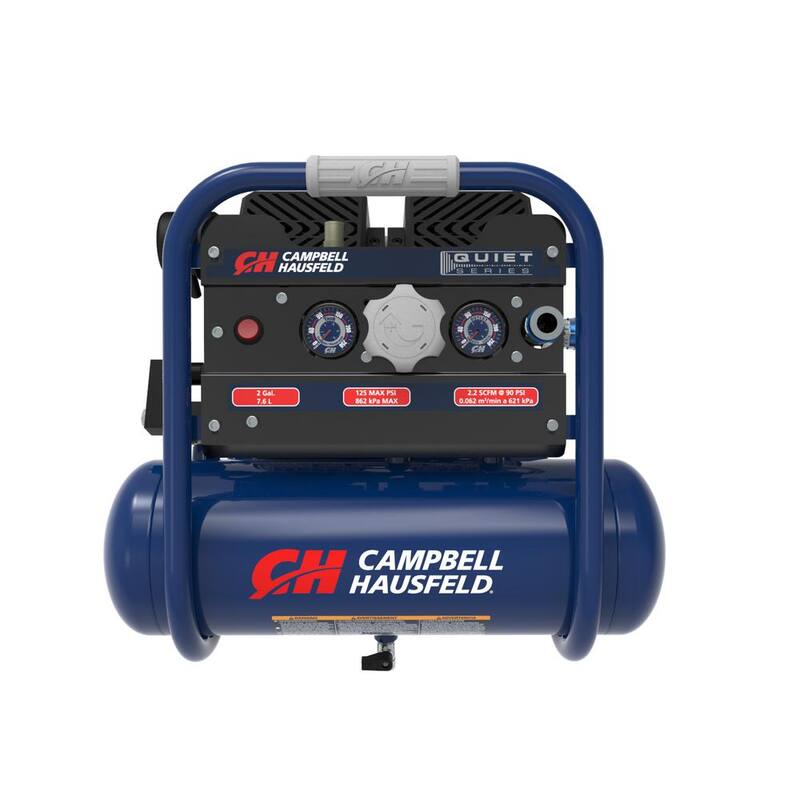 Campbell Hausfeld Quiet 2HP 2 Gal. 125PSI, Electric Oil-Free Portable Single Stage Air Compressor MAX 2.2 SCFM at 90PSI, 3.2 SCFM at 40PSI - DC020500