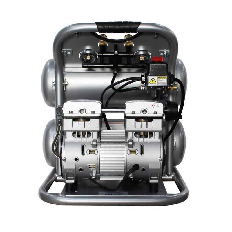 California Air Tools 4610ALFCAD Ultra Quiet Oil-Free 1.0 HP 4.6 Gal. 125 PSI Aluminum Twin Tank Electric Air Compressor with Auto Drain - CAT-4610ALFCAD