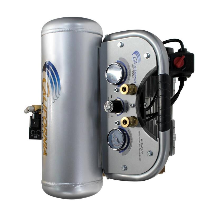 California Air Tools 4610ALFCAD Ultra Quiet Oil-Free 1.0 HP 4.6 Gal. 125 PSI Aluminum Twin Tank Electric Air Compressor with Auto Drain - CAT-4610ALFCAD