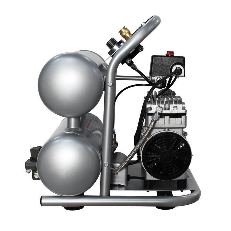 California Air Tools 4610ALFCAD Ultra Quiet Oil-Free 1.0 HP 4.6 Gal. 125 PSI Aluminum Twin Tank Electric Air Compressor with Auto Drain - CAT-4610ALFCAD