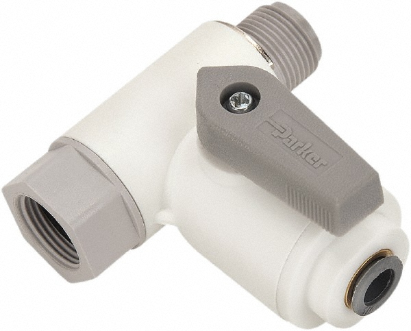 Parker Angle Stop Bi-Directional Manual Ball Valve: 3/8 x 1/2" Pipe, Full Port - LFPP4VAS8