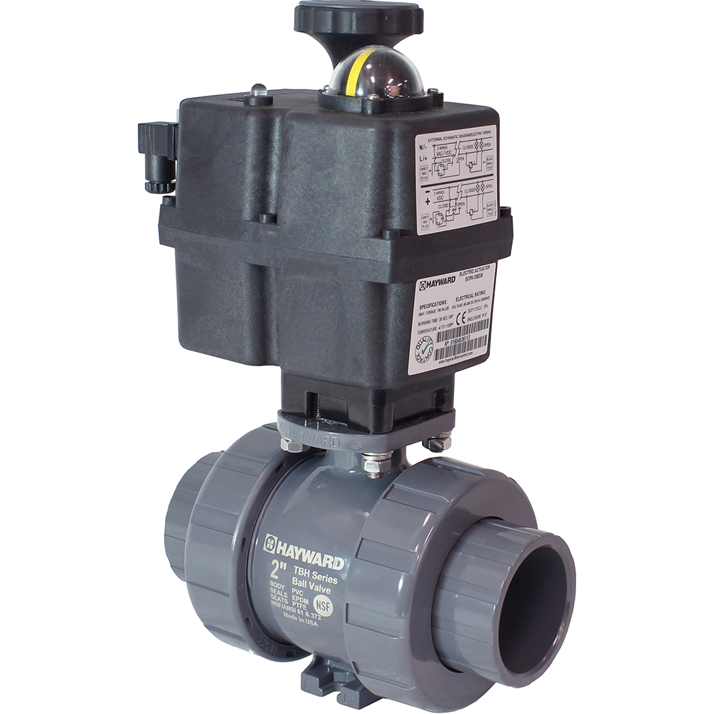 Hayward Flow Control Motorized Automatic Ball Valve: 3/4" Pipe, Polyvinylchloride - ECPTBH107STE