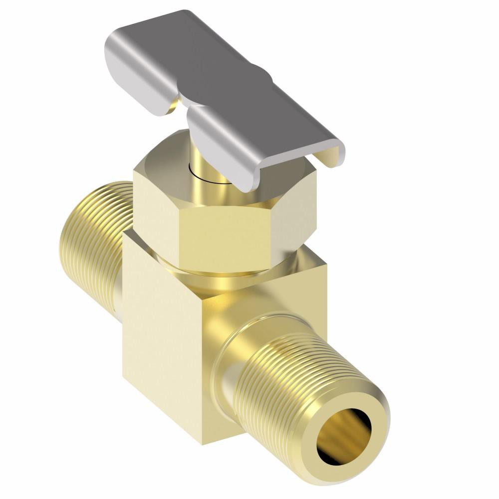 Eaton Needle Valve: Straight, 1/4" Pipe, MNPT x MNPT End, Brass Body - 6815