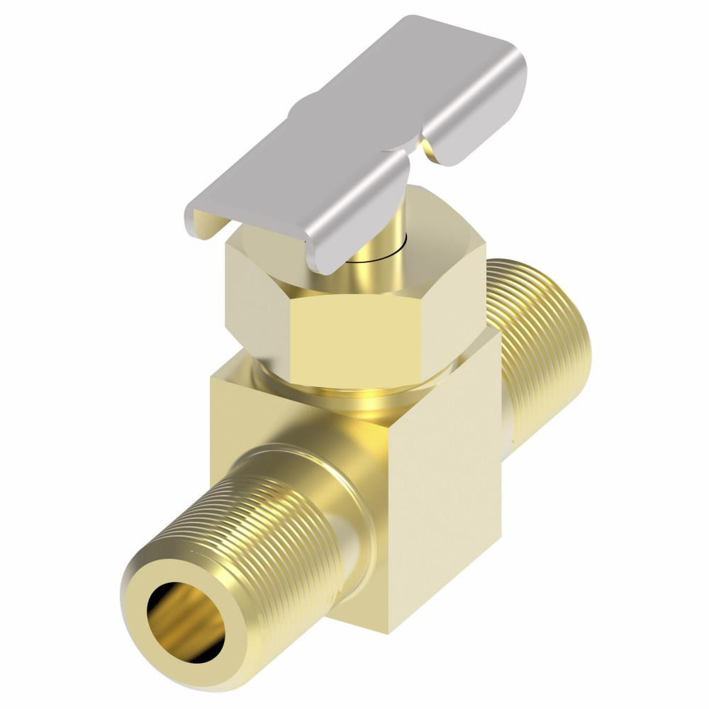 Eaton Needle Valve: Straight, 1/4" Pipe, MNPT x MNPT End, Brass Body - 6815