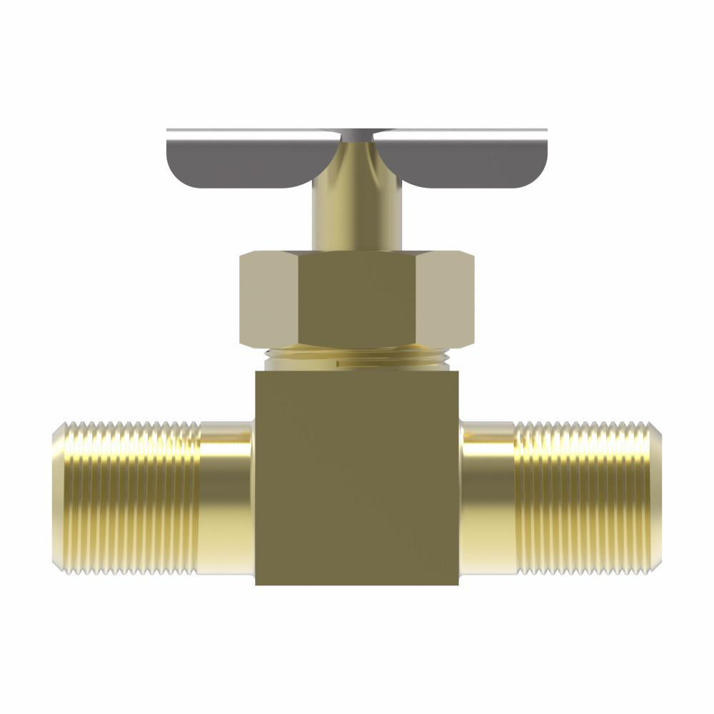 Eaton Needle Valve: Straight, 1/4" Pipe, MNPT x MNPT End, Brass Body - 6815