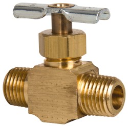 Eaton Needle Valve: Straight, 1/4" Pipe, MNPT x MNPT End, Brass Body - 6815