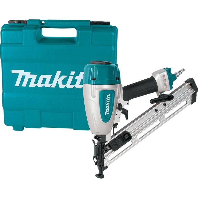 Makita 1 Gal. 125 PSI Portable Electric Compact Air Compressor with Pneumatic 2.5 in. 15-Gauge Angled Finish Nailer - AC001-AF635