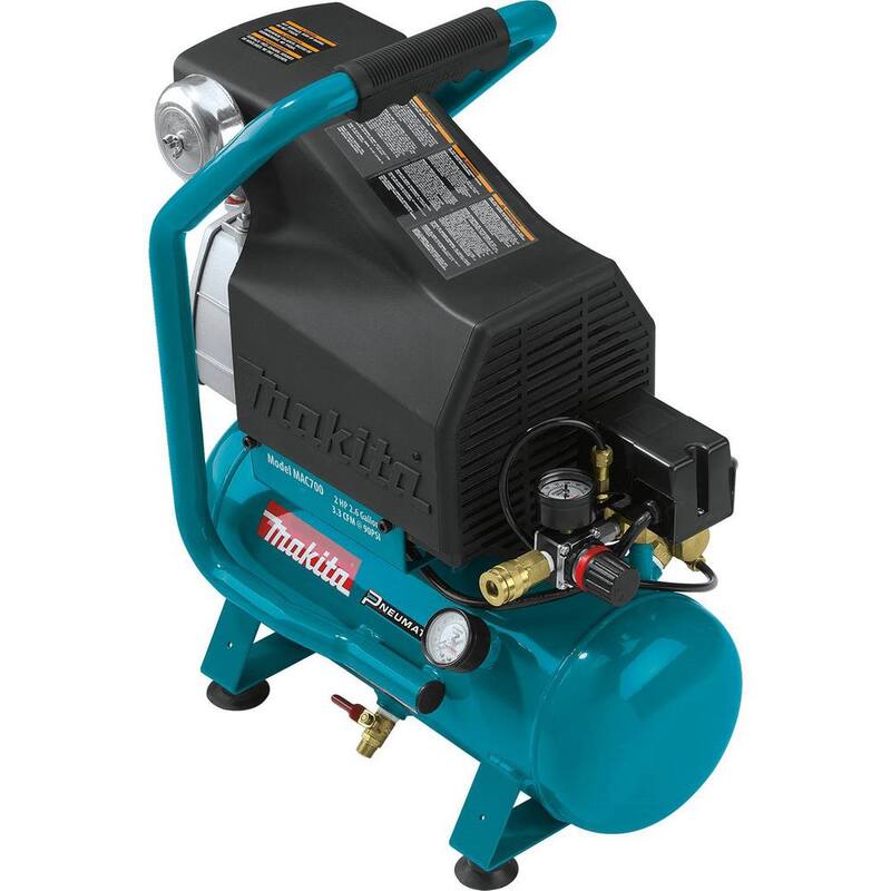 Makita 2.6 Gal. 2 HP Portable Electrical Hot Dog Air Compressor with Pneumatic 2 in. 18-Gauge Brad Nailer - MAC700-AF506