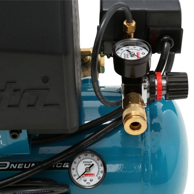 Makita 2.6 Gal. 2 HP Portable Electrical Hot Dog Air Compressor with Pneumatic 2 in. 18-Gauge Brad Nailer - MAC700-AF506