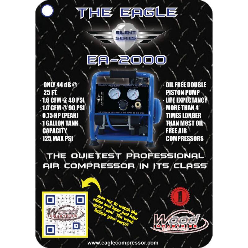 Eagle Silent Series 0.75 HP, 1 Gal. Oil Free Air Compressor - EA-2000