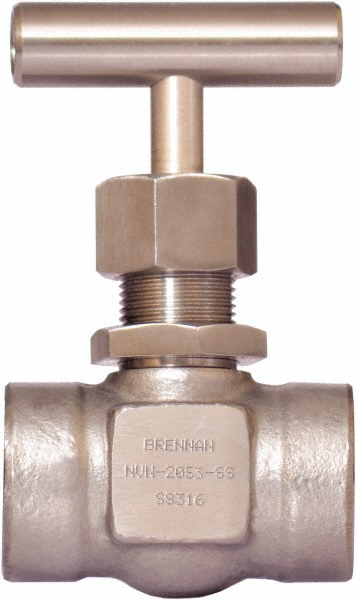 Brennan Needle Valve: Straight, 3/4" Pipe, Stainless Steel Body, Polytetrafluoroethylene Seal - NVN-2053-SS