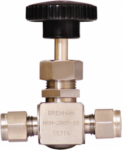 Brennan Needle Valve: Straight, 3/4" Pipe, Stainless Steel Body, Polytetrafluoroethylene Seal - NVN-2053-SS