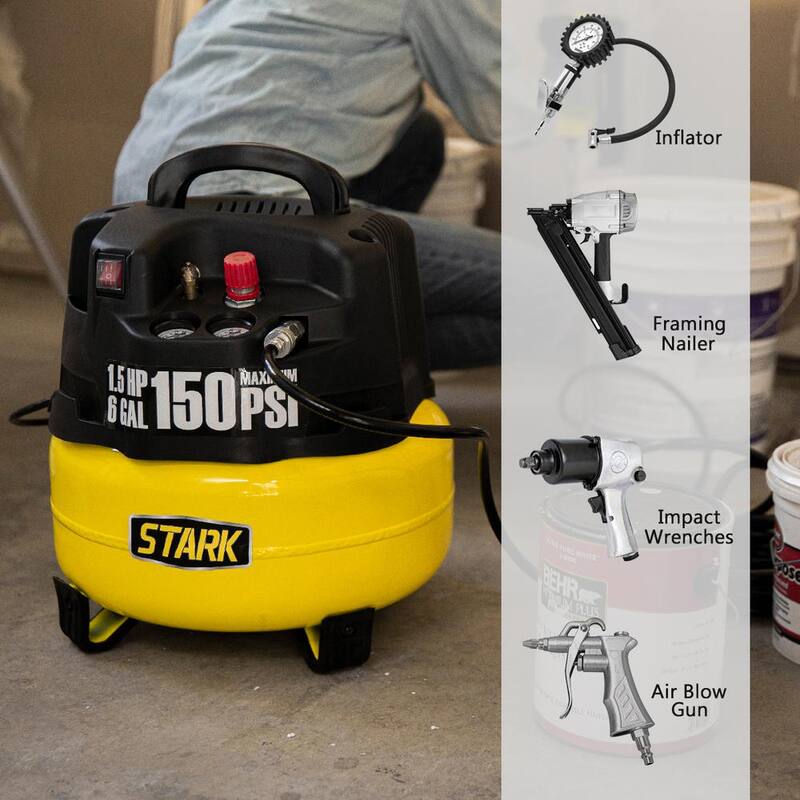 STARK USA 6 Gal. 150 PSI Portable Electric Pancake Air Compressor - 65168