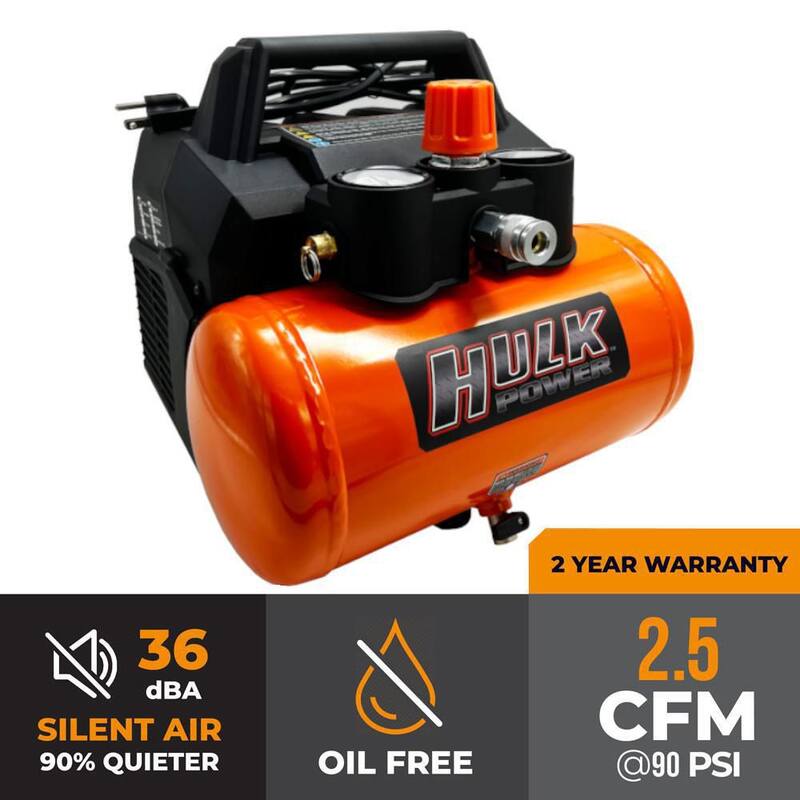 HULK POWER 2 Gal. 1 HP Portable Electric-Powered Hotdog Silent Air Compressor - HP01P002SS