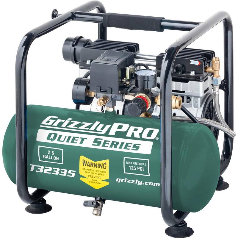Grizzly PRO 2 Gal. 115 PSI Oil-Free Electric Quiet Series Air Compressor - T32335