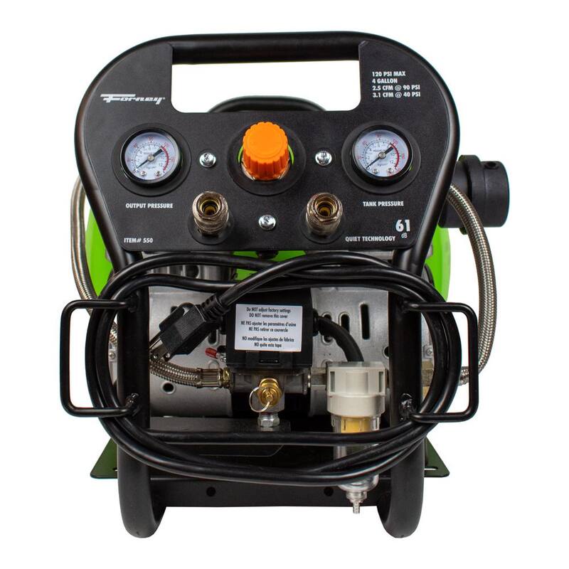 Forney 1.0 Hp, Electric, 4 Gal, Oil-Free Air Compressor, 120 PSI, 2.5 CFM @ 90 PSI - 550