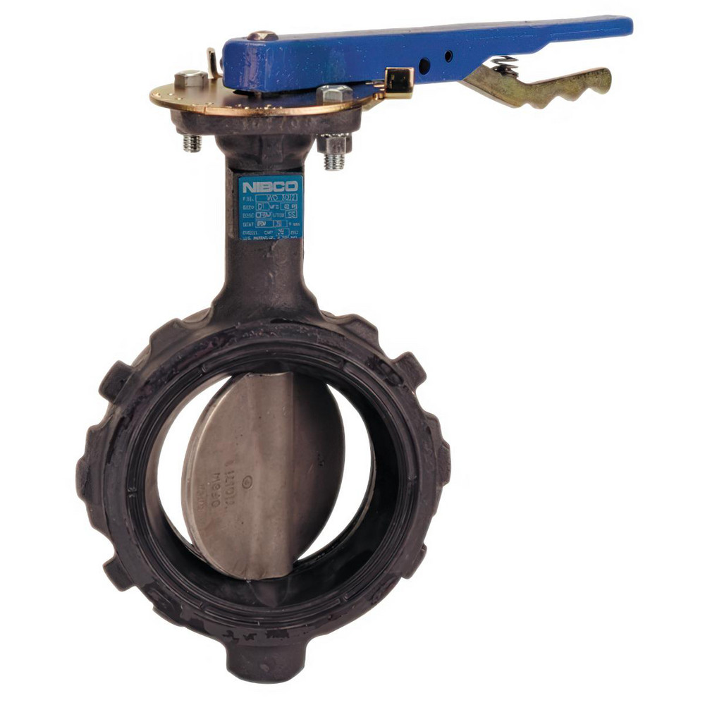 NIBCO Manual Wafer Butterfly Valve: 2-1/2" Pipe, Bare Stem Handle - NLH090E