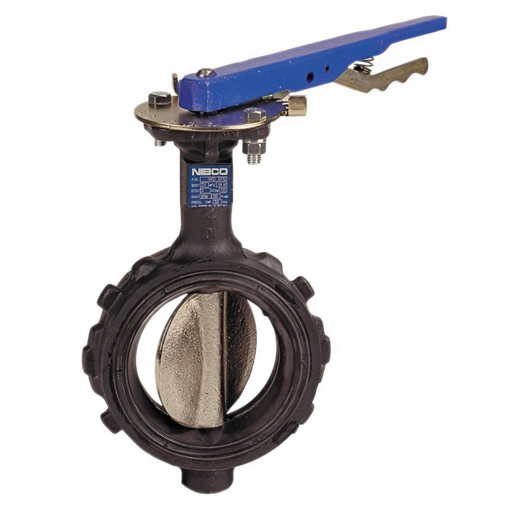 NIBCO Manual Wafer Butterfly Valve: 2-1/2" Pipe, Bare Stem Handle - NLH090E