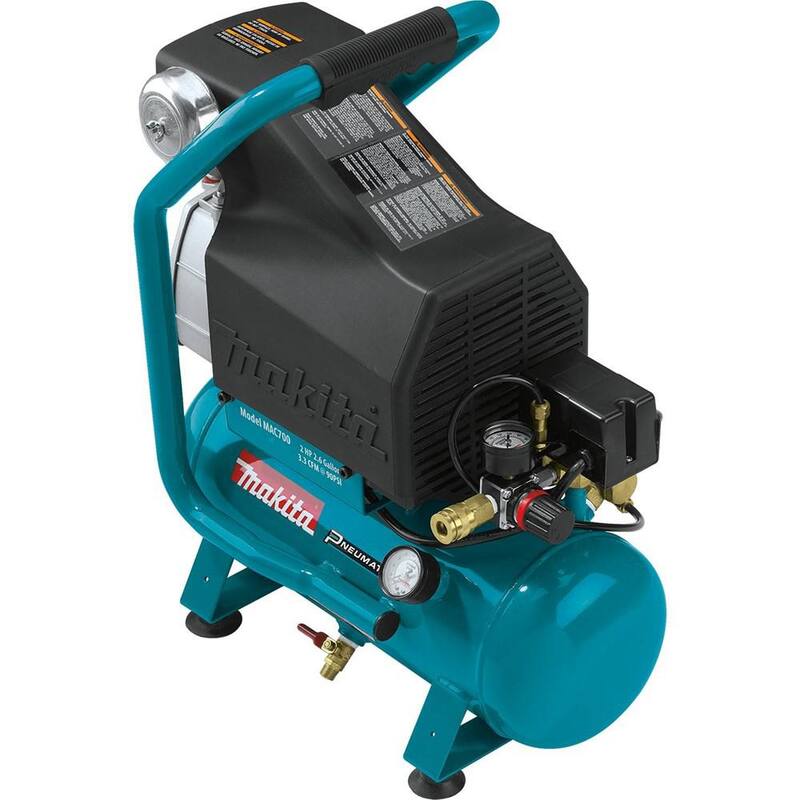 Makita 2.6 Gal. 2 HP Portable Electrical Hot Dog Air Compressor with Pneumatic 15-Gauge, 2.5 in. Angled Finish Nailer - MAC700-AF635