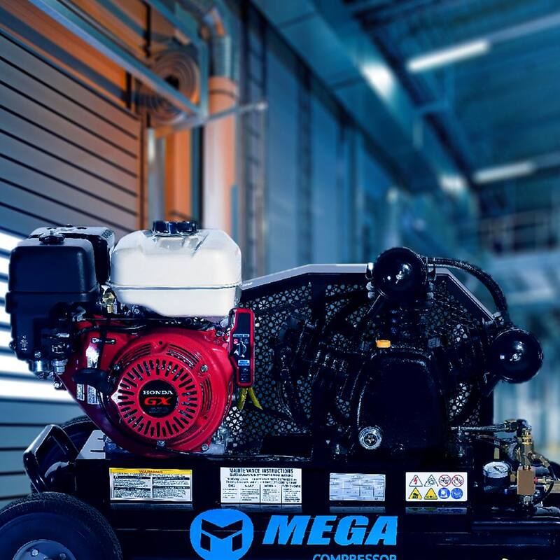 Mega Compressor 10 Gal. 9 HP 175 PSI Portable Dual Wheeled Gas Air Compressor - MP-9010HGE