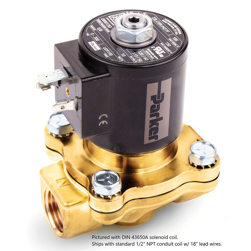 Parker Solenoid Valve: 2-Way & 2-Position, 3/4" Port - 23LC12VN7C8B