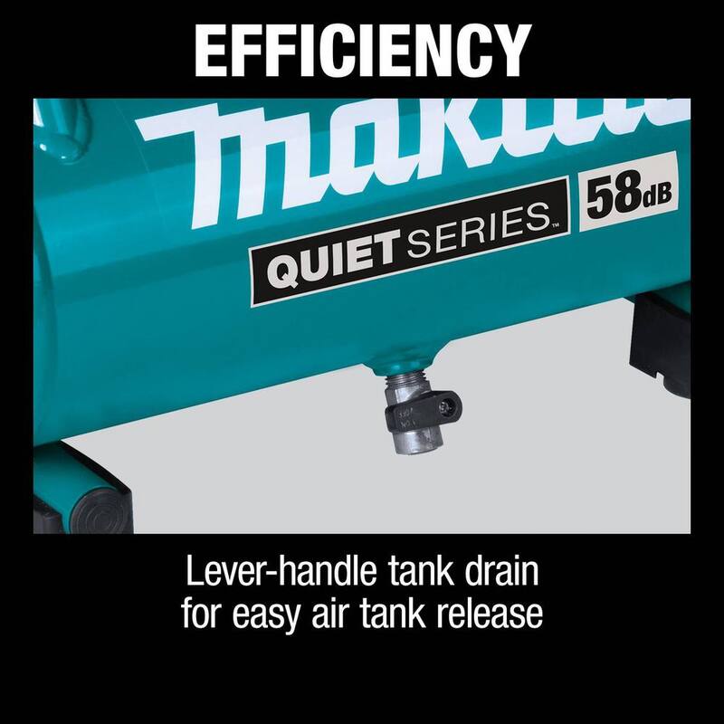 Makita Quiet Series 1 Gal. 1/2 HP Compact, Oil-Free, Electric Air Compressor w/ 15-Gauge, 2-1/2in. Angled Finish Nailer - MAC100Q-AF635
