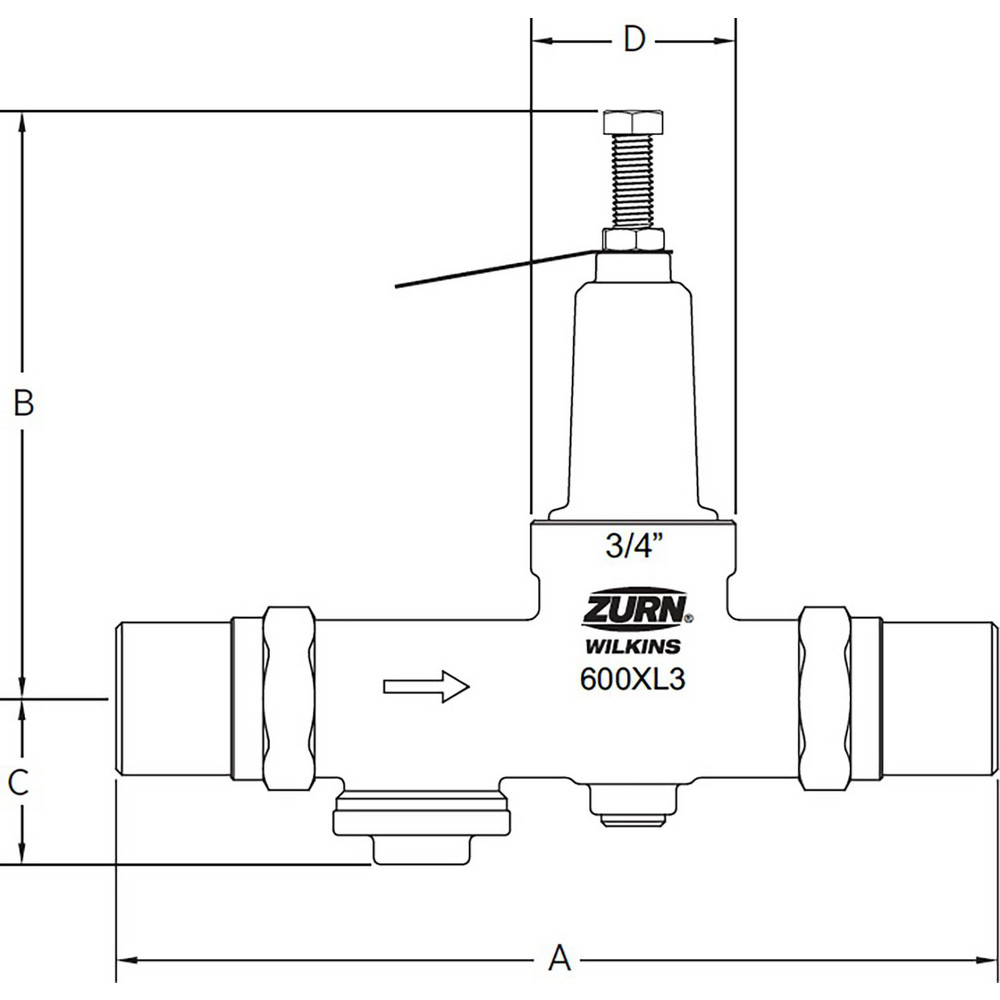 Zurn Pressure Reducing Valves: Pipe Size: 0.75; End Connection: Male Meter x Male Meter; Body Material: Bronze - 34-600XL3DMHR