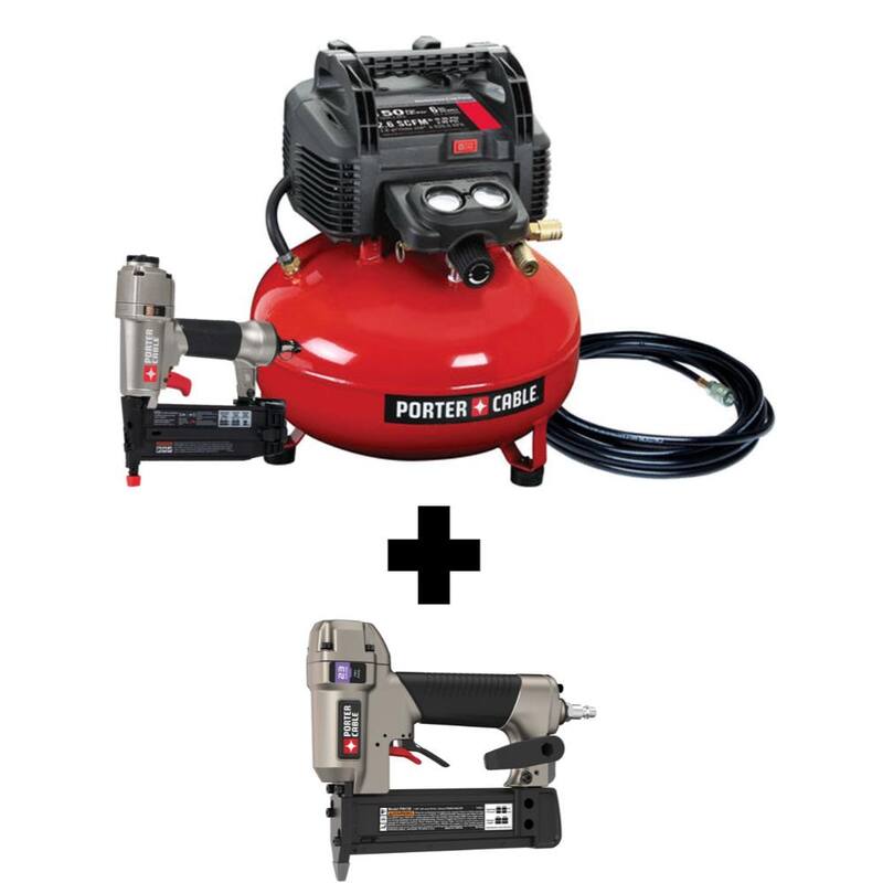 Porter-Cable 6 Gal. 150 PSI Portable Electric Air Compressor, 18-Gauge Brad Nailer and 23-Gauge 1-3/8 in. Pin Nailer - PCFP12236PIN138