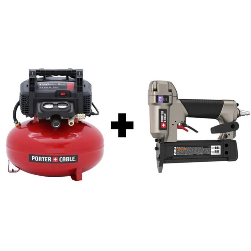 Porter-Cable 6 Gal. 150 PSI Portable Electric Air Compressor and Pneumatic 23-Gauge 1-3/8 in. Pin Nailer - PIN138C2002
