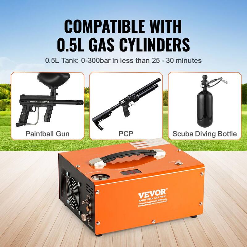VEVOR PCP Air Rifle Pump 0.4 Gal. 4500 Psi Portable Electric Pancake Air Compressor Auto-stop with Built-in Adapter LED Light - GYDQBZT0000000001V1